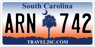 SC license plate ARN742