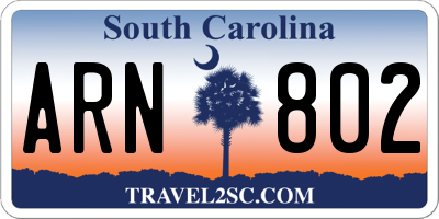 SC license plate ARN802