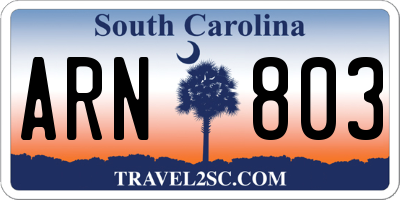 SC license plate ARN803