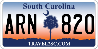 SC license plate ARN820
