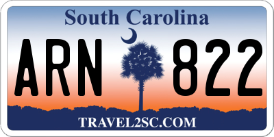 SC license plate ARN822