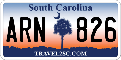 SC license plate ARN826