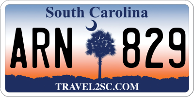SC license plate ARN829
