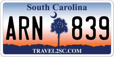 SC license plate ARN839