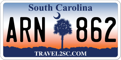 SC license plate ARN862