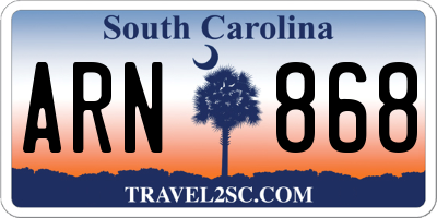 SC license plate ARN868