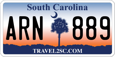 SC license plate ARN889