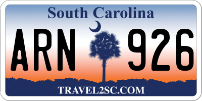 SC license plate ARN926