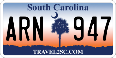 SC license plate ARN947