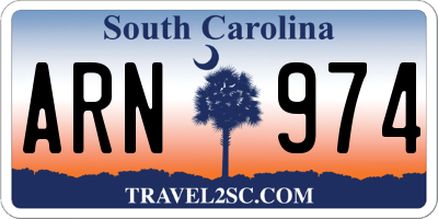 SC license plate ARN974