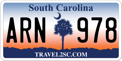 SC license plate ARN978