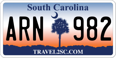 SC license plate ARN982