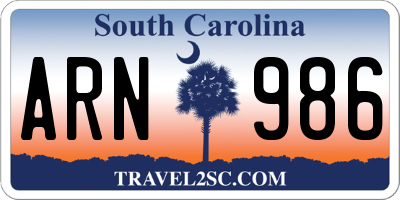 SC license plate ARN986