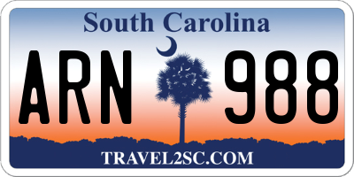 SC license plate ARN988