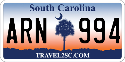 SC license plate ARN994