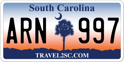 SC license plate ARN997