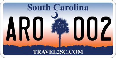 SC license plate ARO002