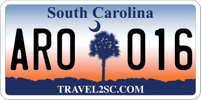 SC license plate ARO016