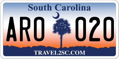 SC license plate ARO020