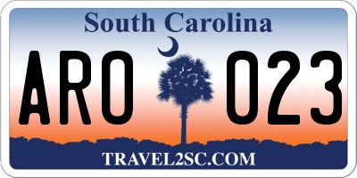 SC license plate ARO023