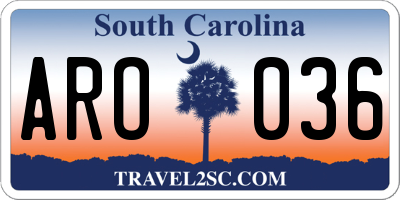 SC license plate ARO036