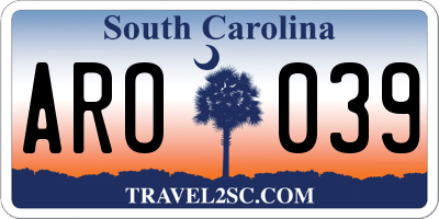 SC license plate ARO039
