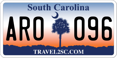 SC license plate ARO096