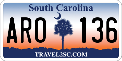 SC license plate ARO136