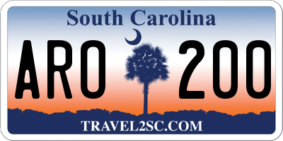 SC license plate ARO200