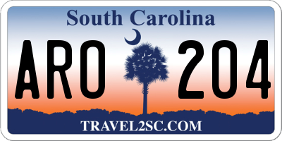 SC license plate ARO204