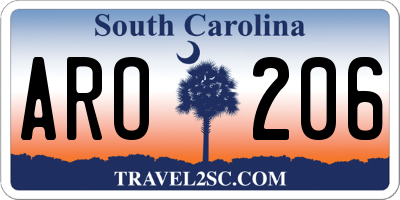 SC license plate ARO206