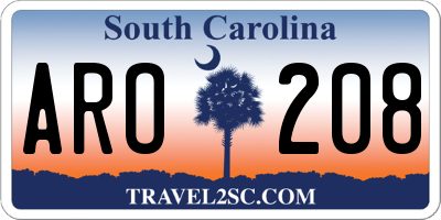 SC license plate ARO208