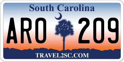 SC license plate ARO209