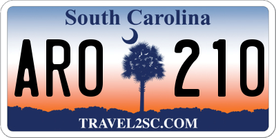 SC license plate ARO210