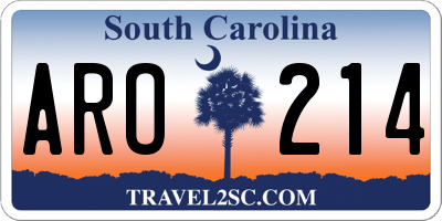 SC license plate ARO214