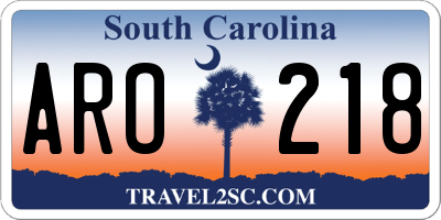 SC license plate ARO218