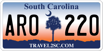 SC license plate ARO220