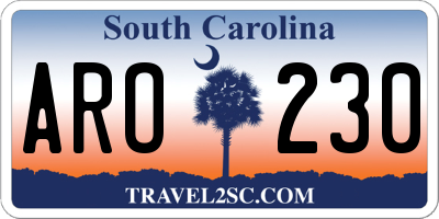 SC license plate ARO230