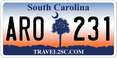 SC license plate ARO231