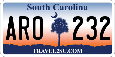 SC license plate ARO232