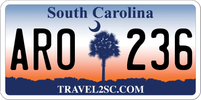 SC license plate ARO236