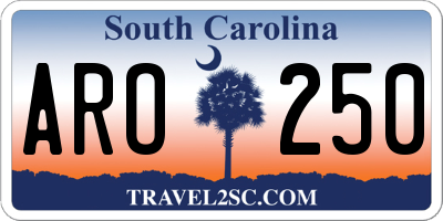 SC license plate ARO250