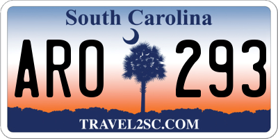 SC license plate ARO293
