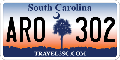 SC license plate ARO302
