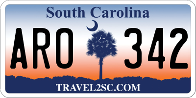 SC license plate ARO342