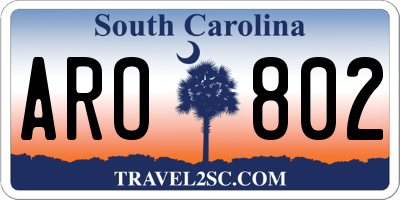 SC license plate ARO802