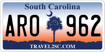 SC license plate ARO962