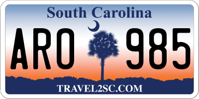 SC license plate ARO985