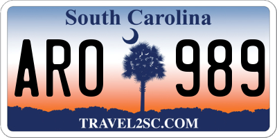 SC license plate ARO989