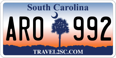 SC license plate ARO992